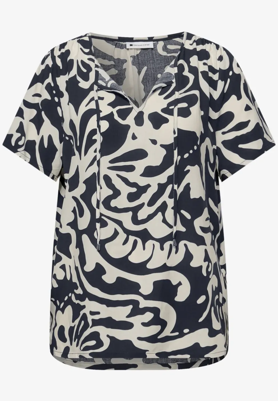 Bluse mit Split Neck und Bändern