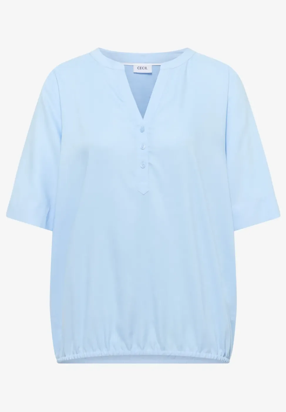 Bluse mit Split Neck und Elastiksaum