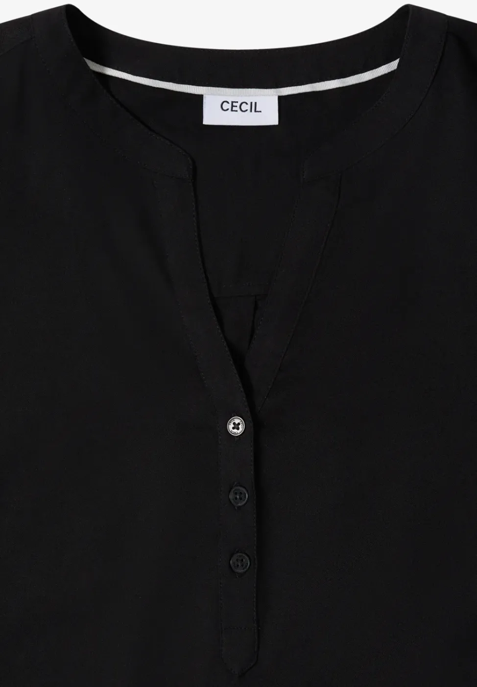 Bluse mit Split Neck und Elastiksaum