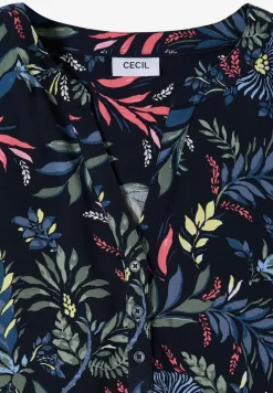 Bluse mit Split Neck und Print