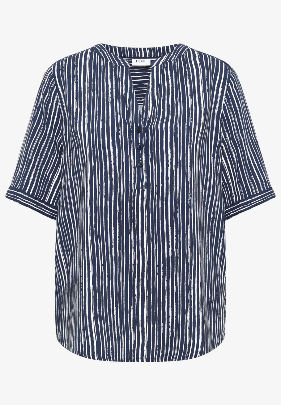 Bluse mit Split Neck und Streifen