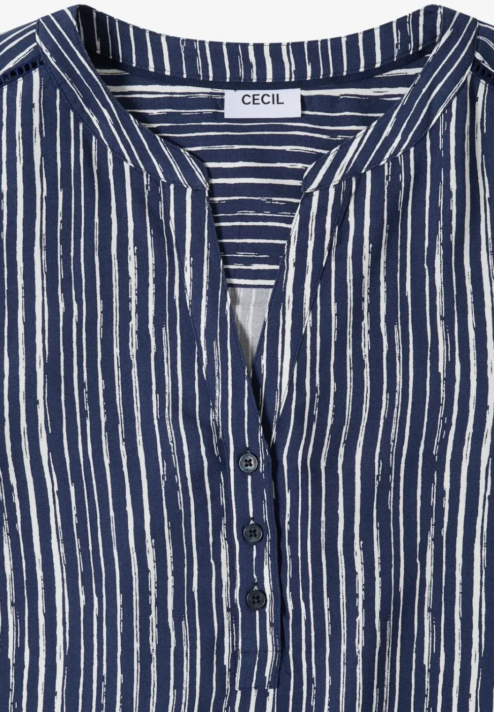 Bluse mit Split Neck und Streifen