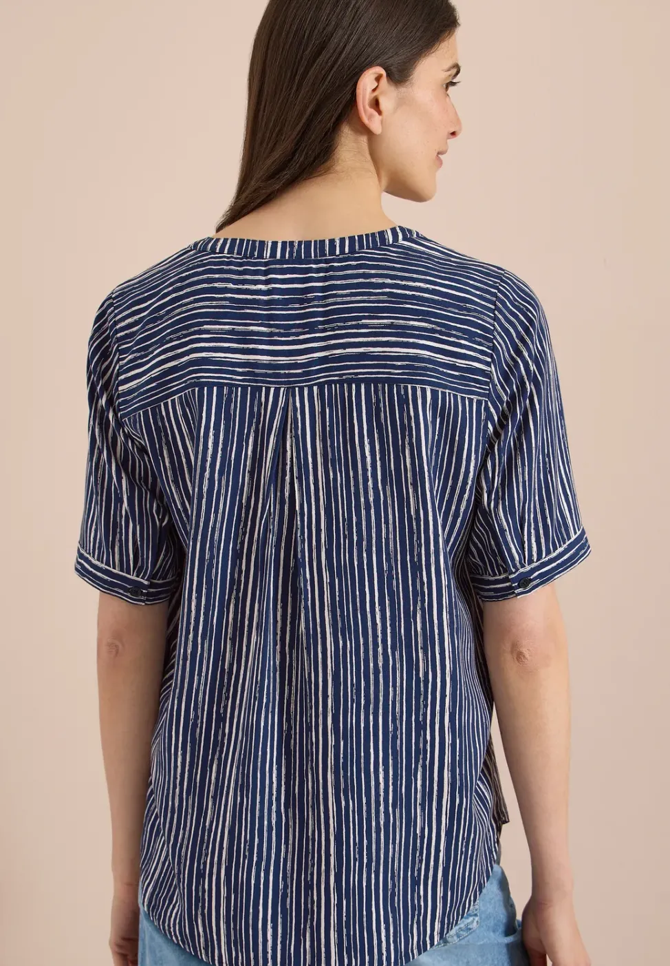 Bluse mit Split Neck und Streifen