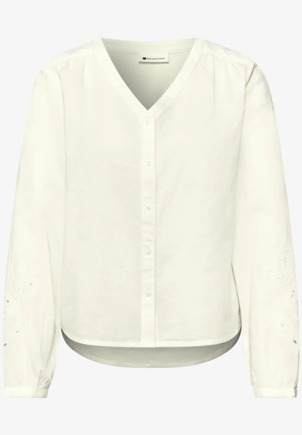Bluse mit V-Neck und Stickerei