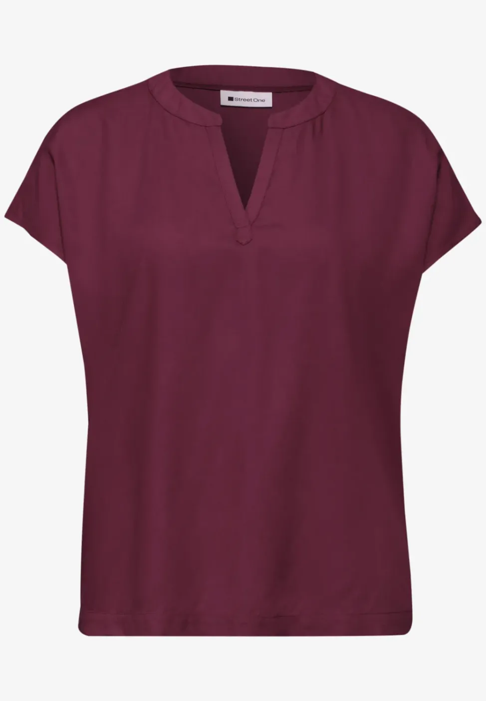 Blusenshirt in Unifarbe mit Split Neck