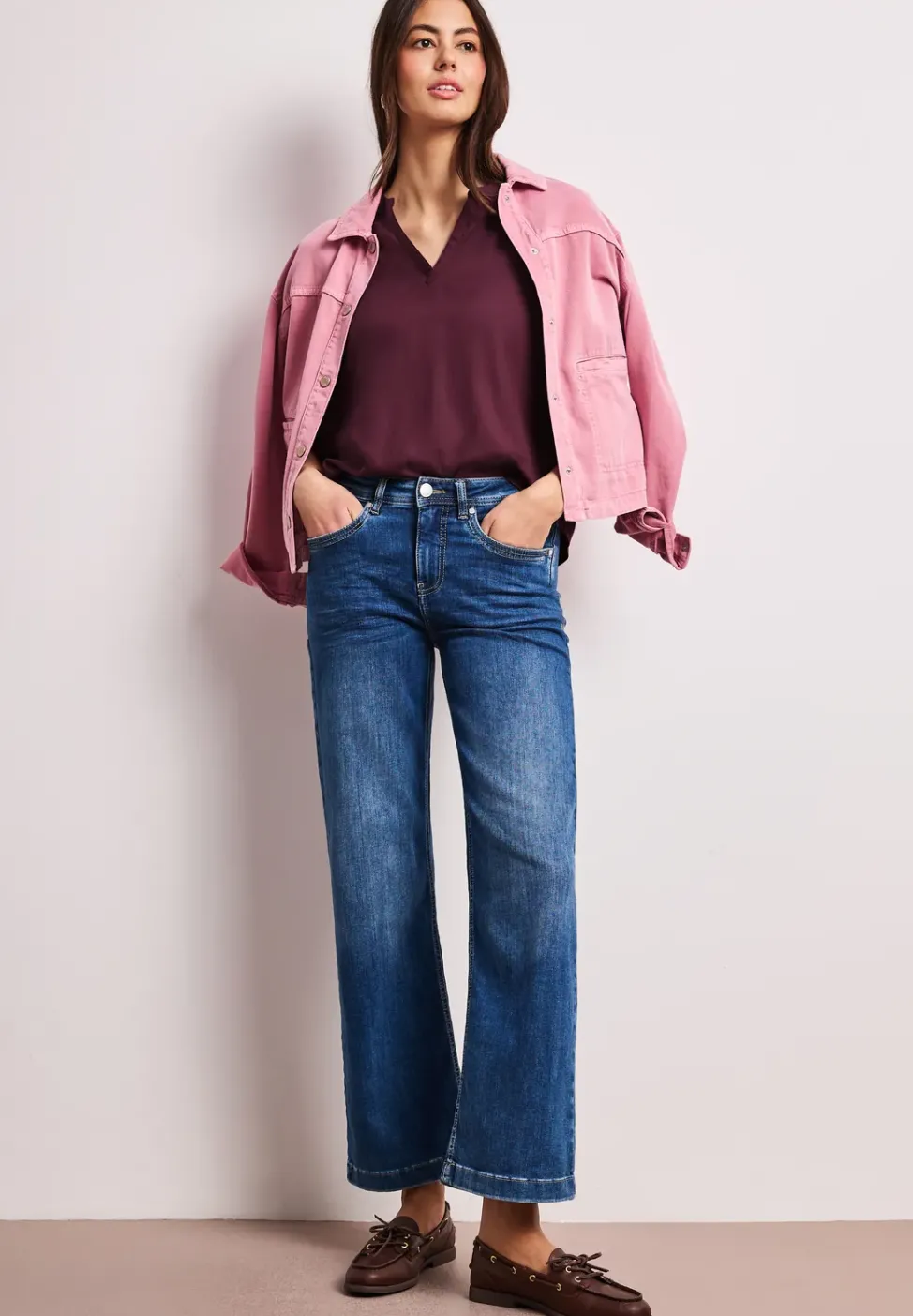Blusenshirt in Unifarbe mit Split Neck