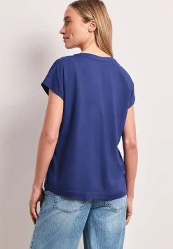 Blusenshirt in Unifarbe mit Split Neck
