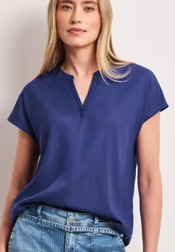 Blusenshirt in Unifarbe mit Split Neck