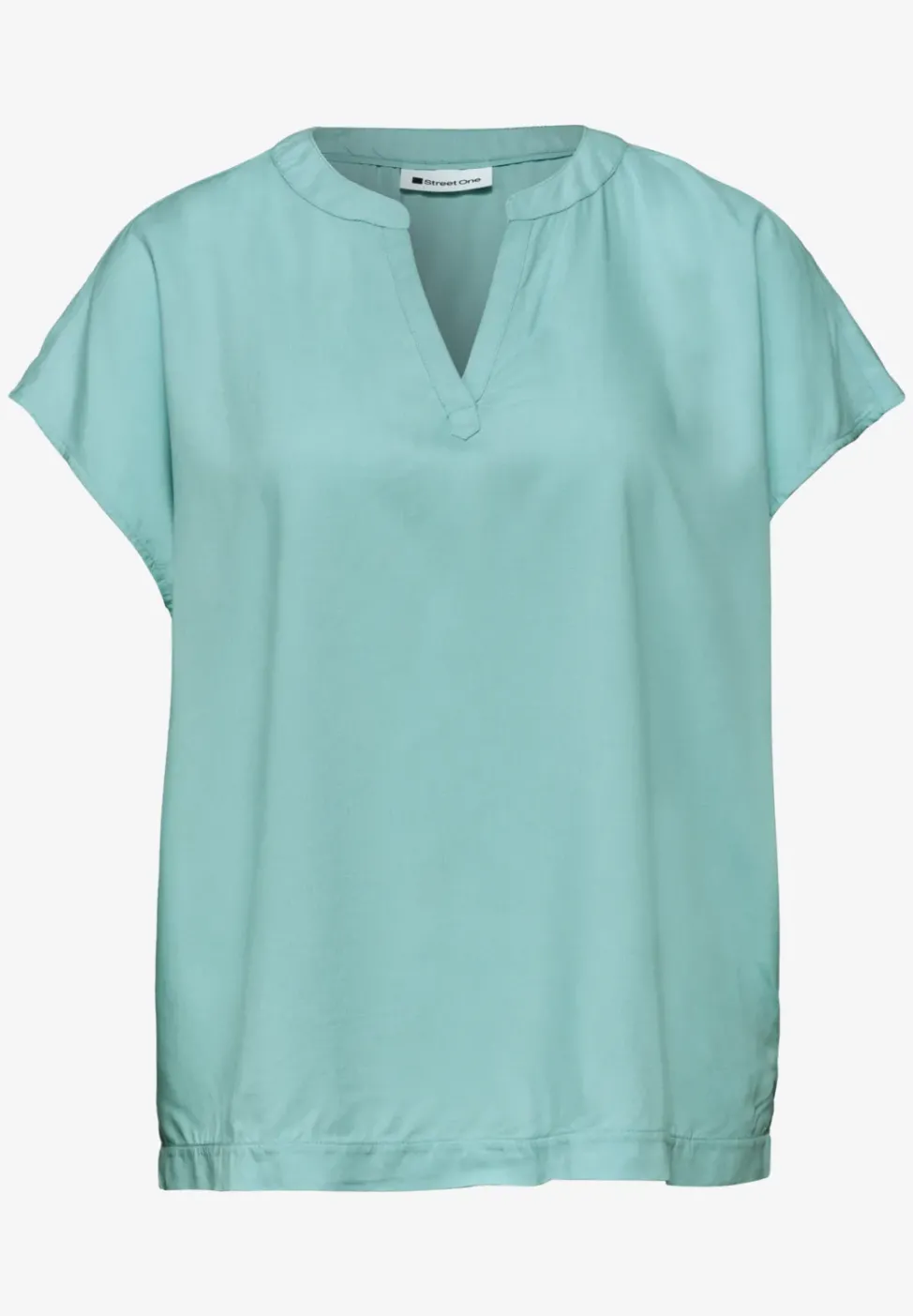 Blusenshirt in Unifarbe mit Split Neck
