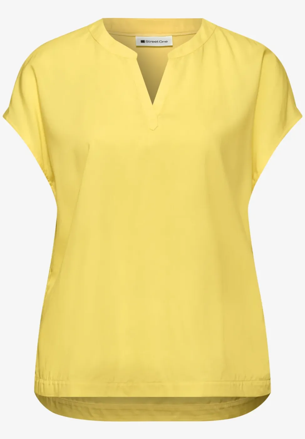Blusenshirt in Unifarbe mit Split Neck