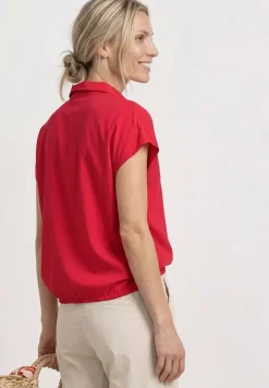 Blusenshirt mit Hemdkragen und Elastiksaum