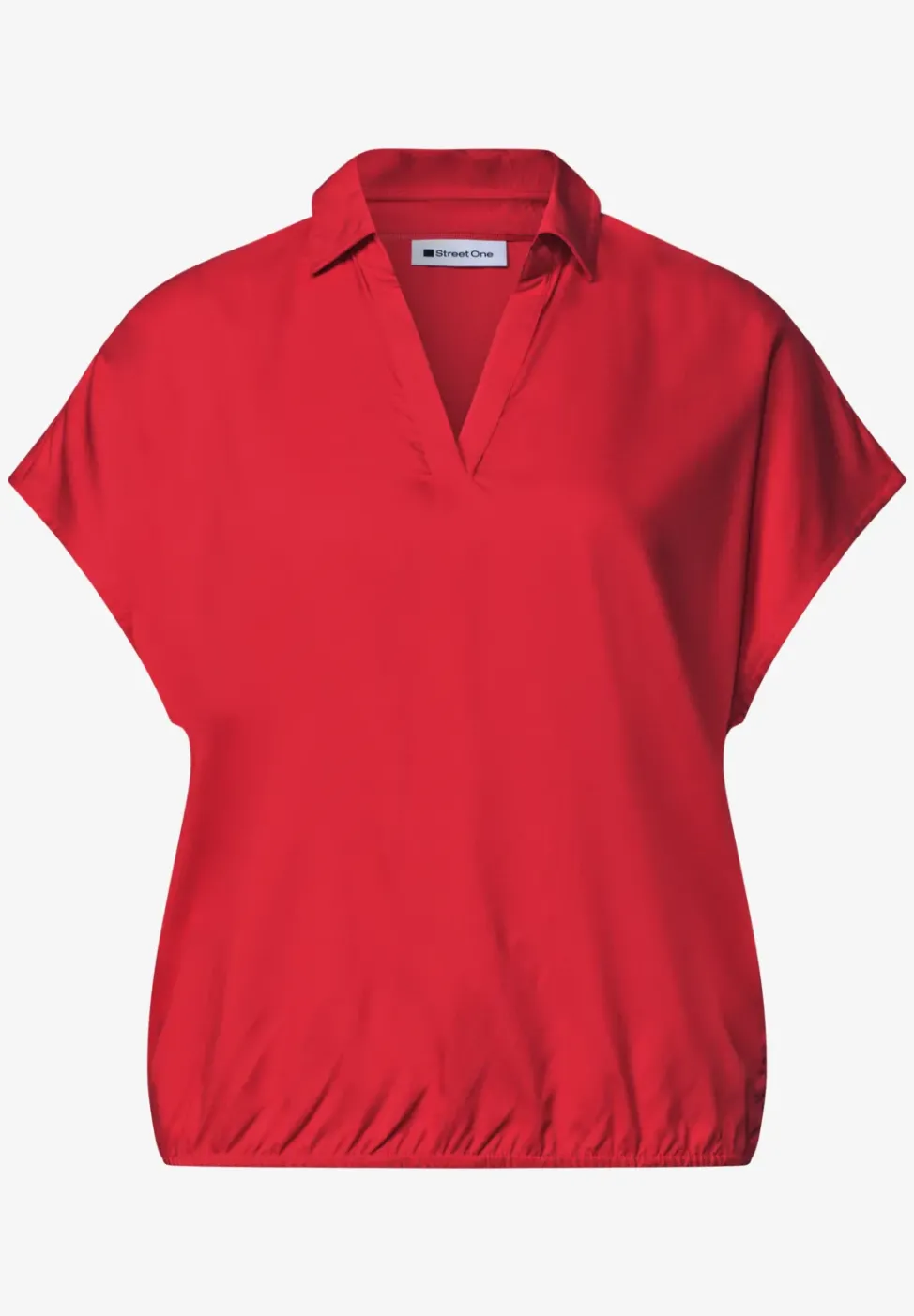 Blusenshirt mit Hemdkragen und Elastiksaum