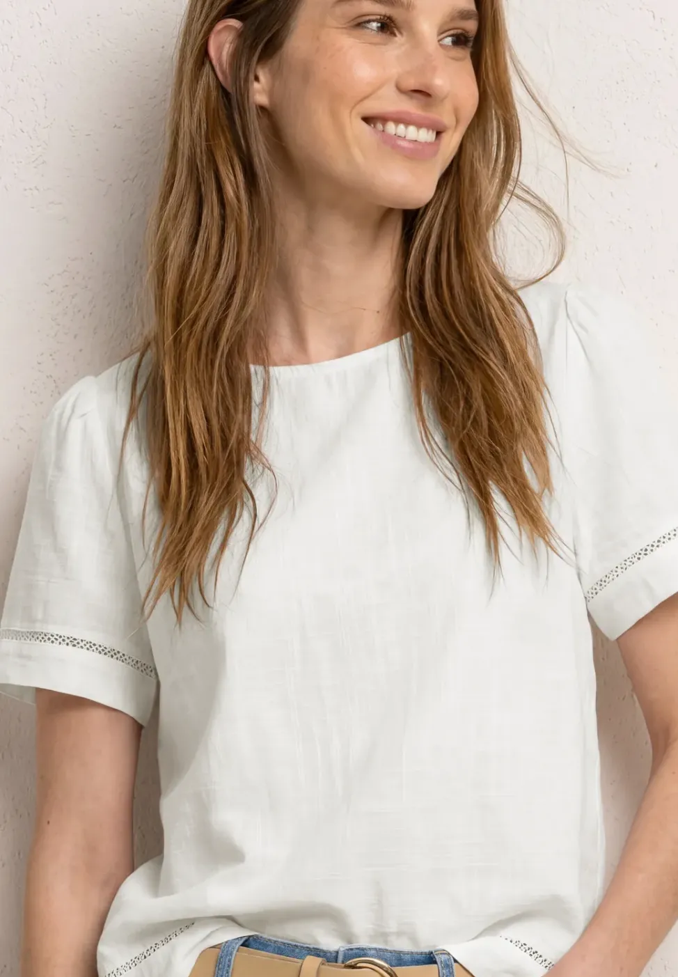 Blusenshirt mit Rundhals und Tape-Details