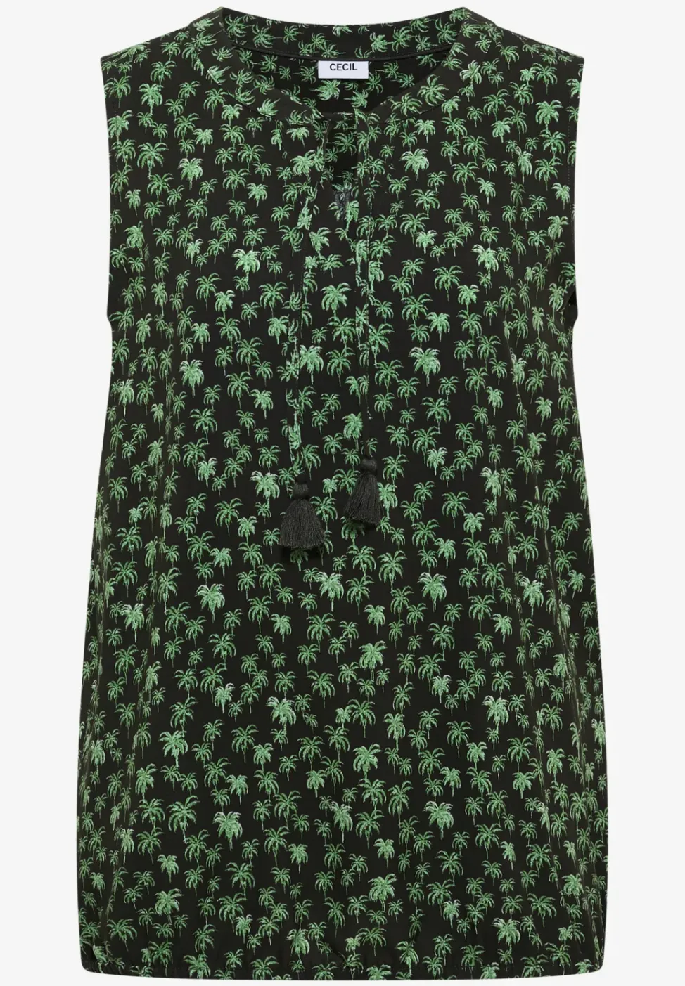 Blusentop mit Split Neck und Palmen-Print