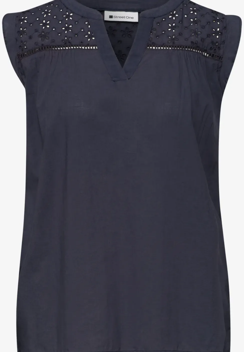 Blusentop mit Split Neck und Shiffleydetails