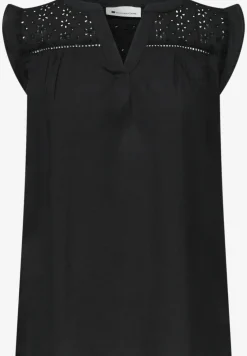 Blusentop mit Split Neck und Shiffleydetails
