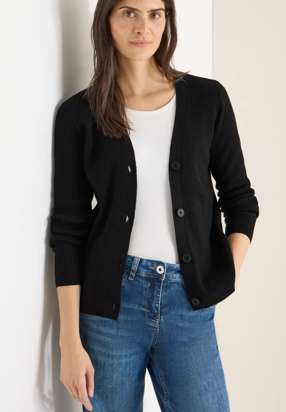 Cardigan in Rippstruktur