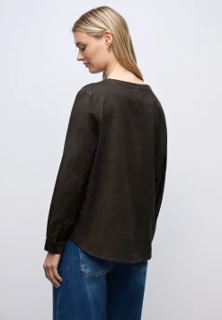 Cordbluse in Unifarbe