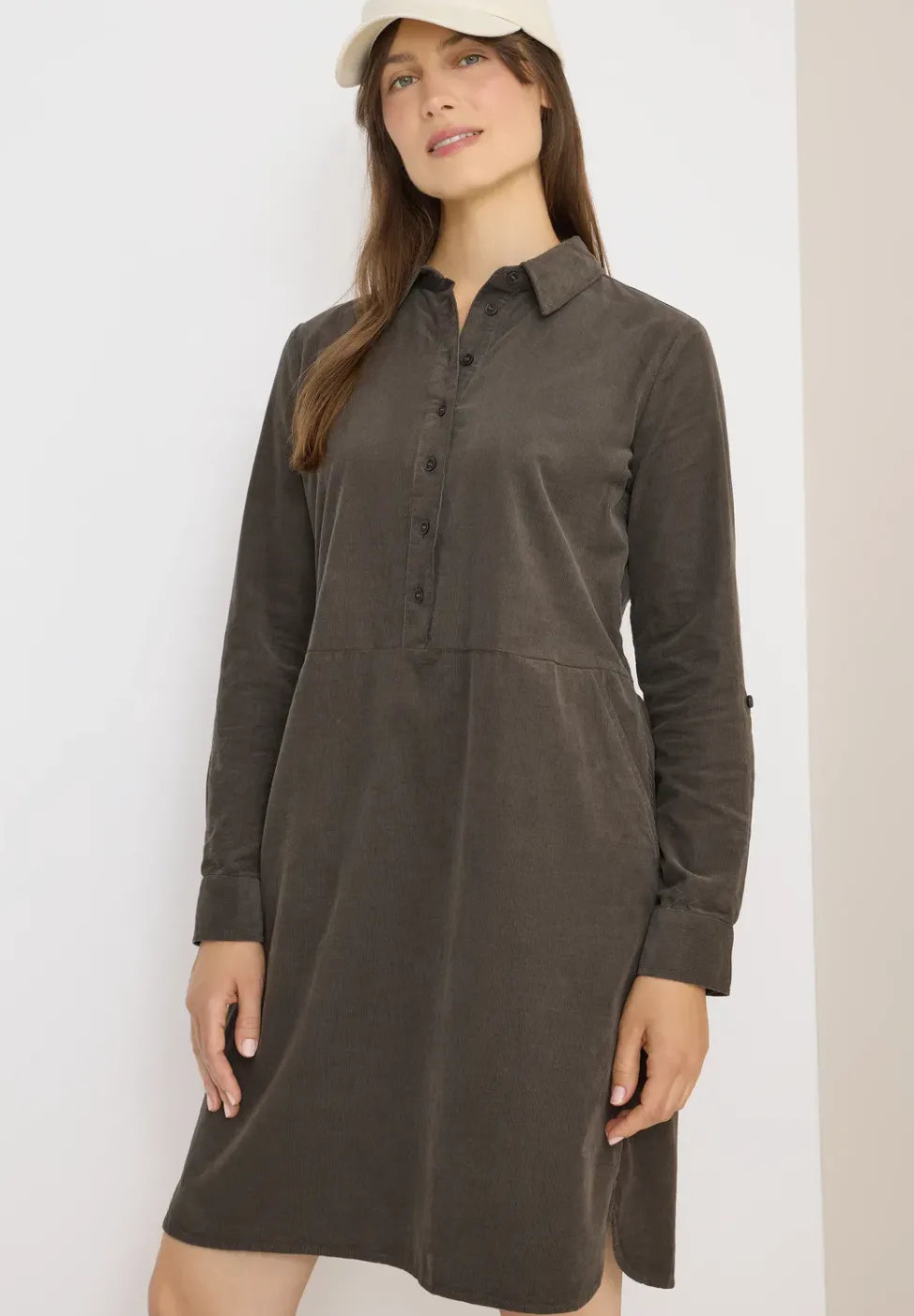 Cordkleid in Unifarbe