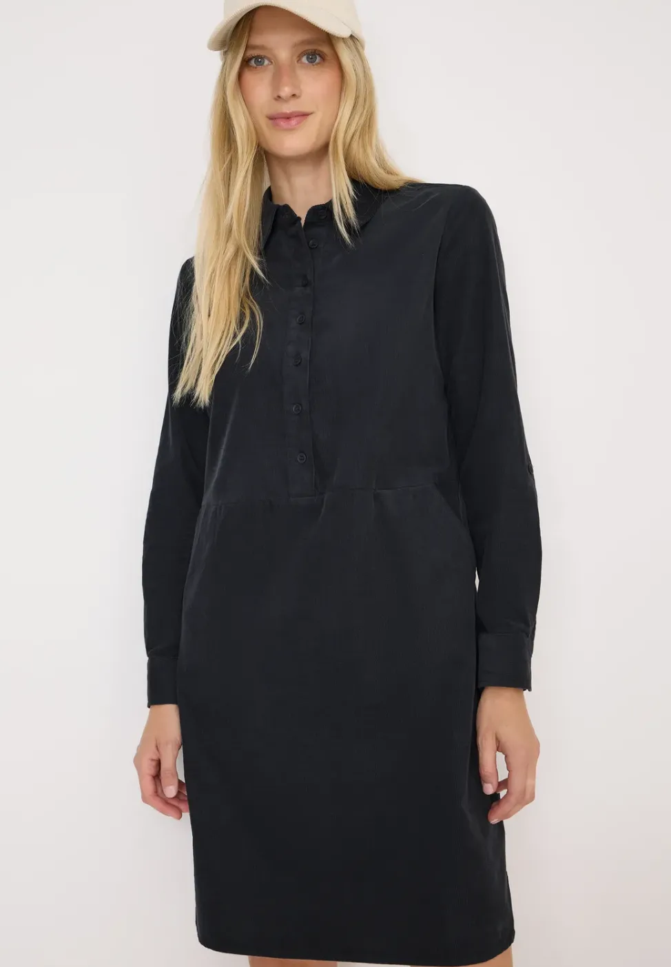Cordkleid in Unifarbe