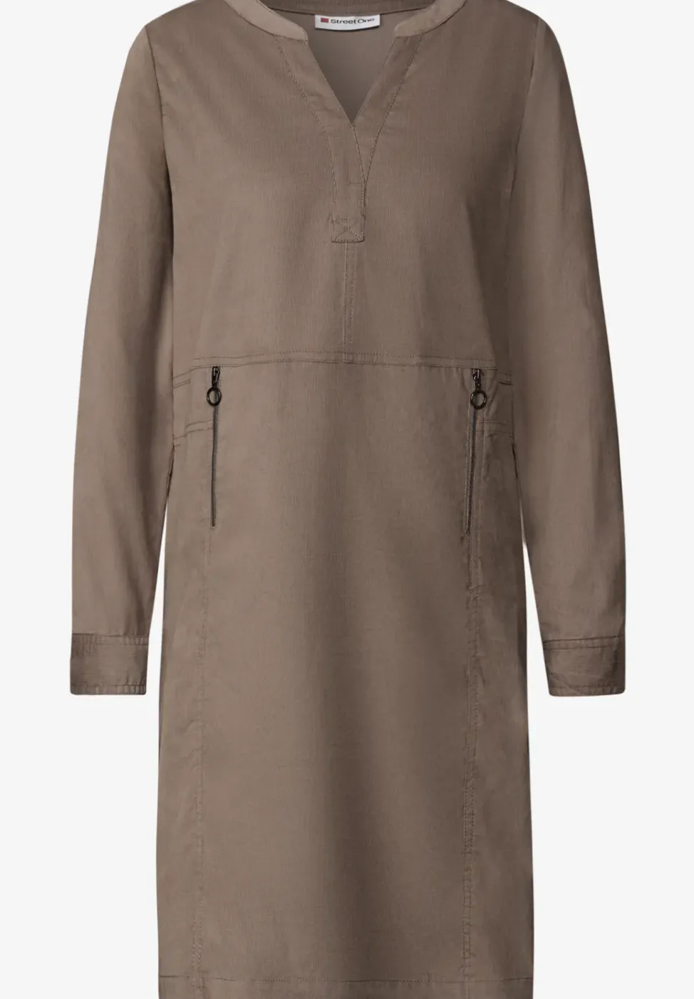 Cordkleid mit Split Neck