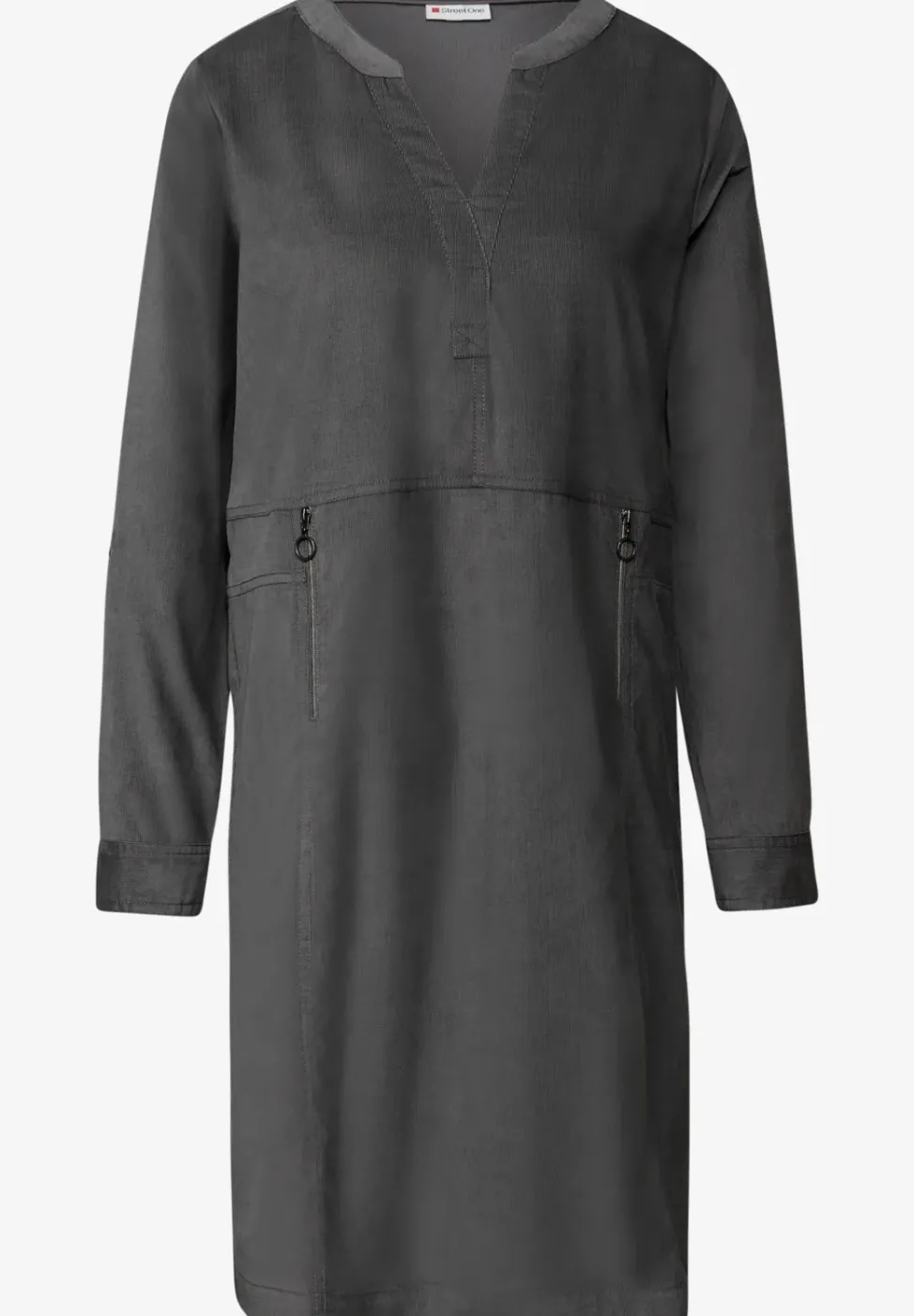 Cordkleid mit Split Neck