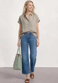Dropped Shoulder Bluse aus Leinen