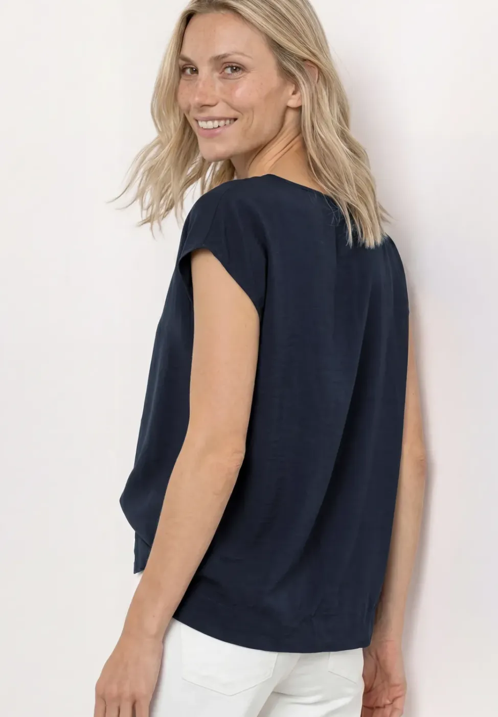 Dropped Shoulder Blusenshirt mit Rundhals