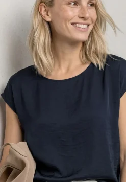 Dropped Shoulder Blusenshirt mit Rundhals