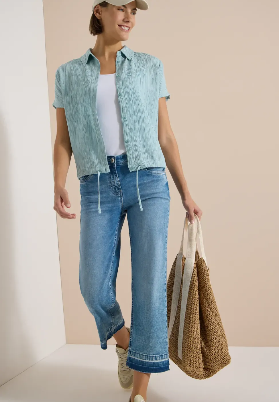 Dropped Shoulder Hemdbluse in Unifarbe