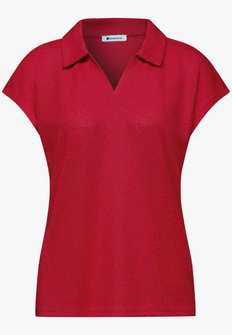 Dropped Shoulder Poloshirt im Strick-Look
