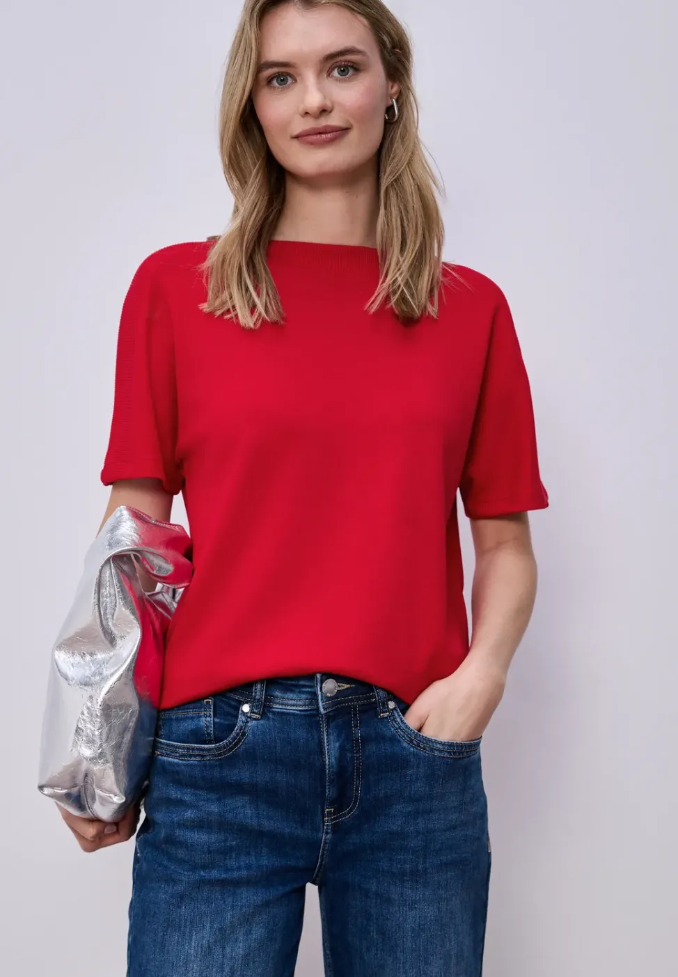 Dropped Shoulder Shirt mit Rippdetail
