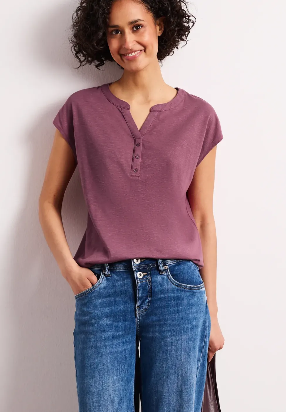 Dropped Shoulder Shirt mit Split Neck