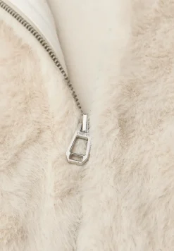 Fake Fur Mantel mit Kapuze