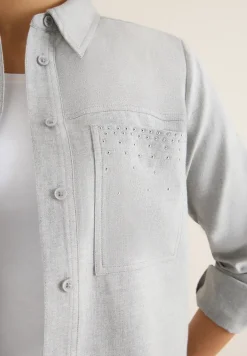 Flanellbluse mit Nieten