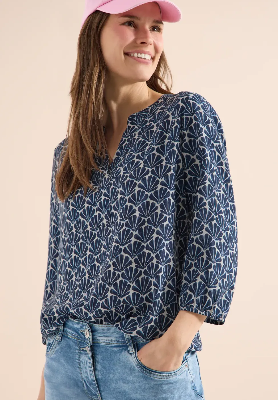 Gemusterte 3/4-Arm Bluse