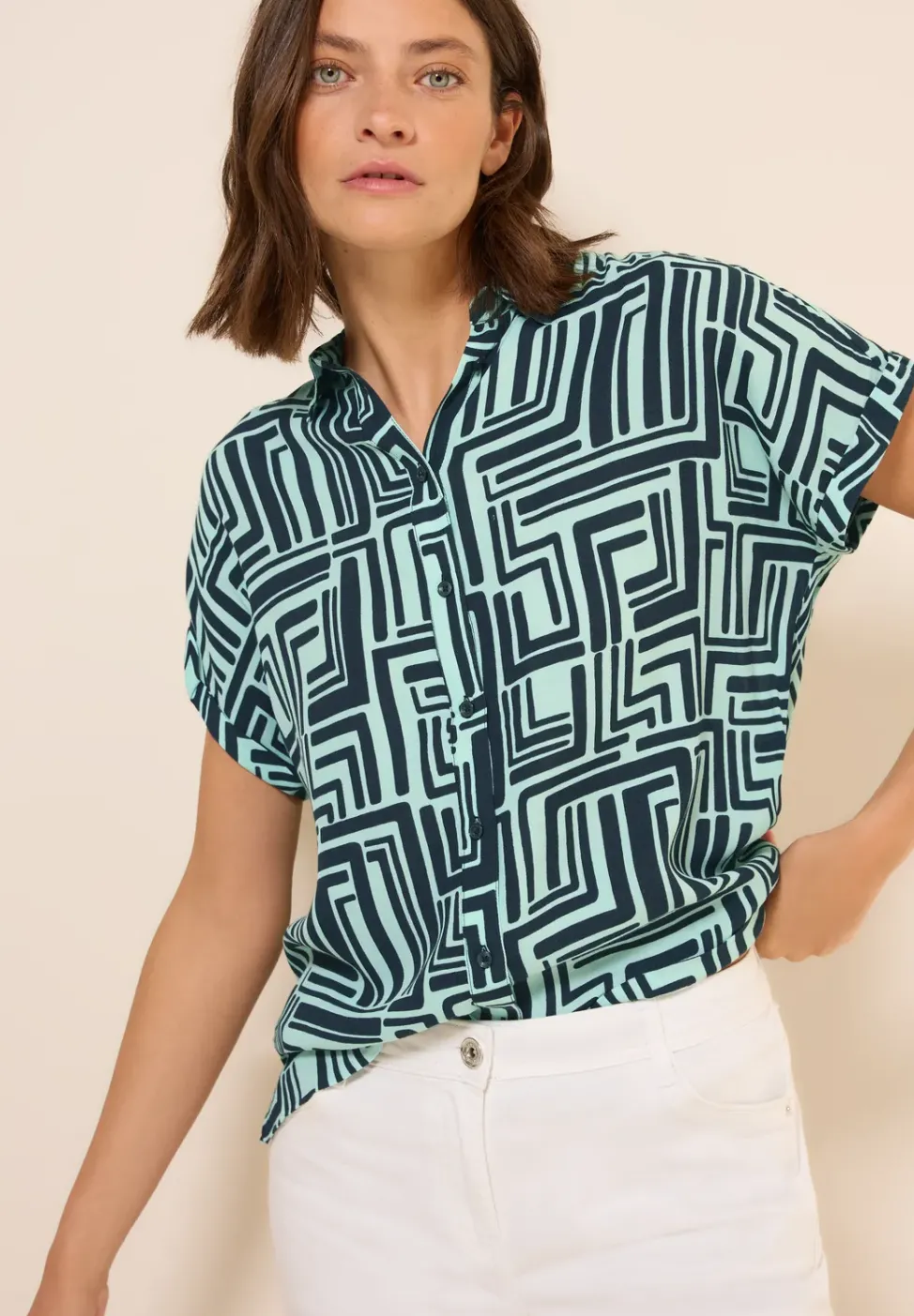 Gemusterte Hemdbluse