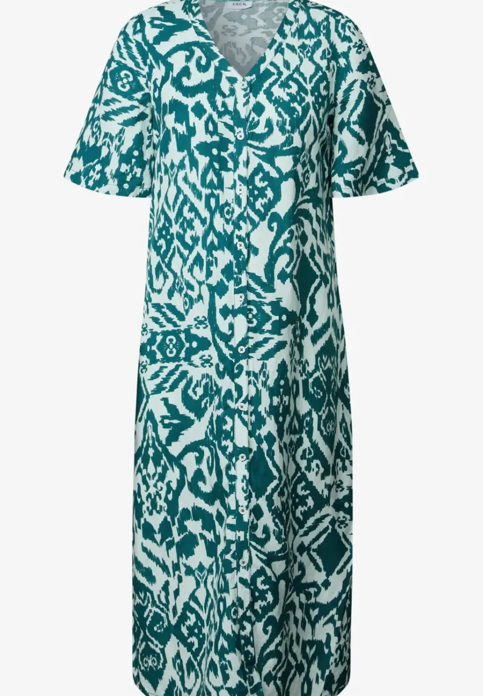 Gemustertes Leinenmix-Kleid