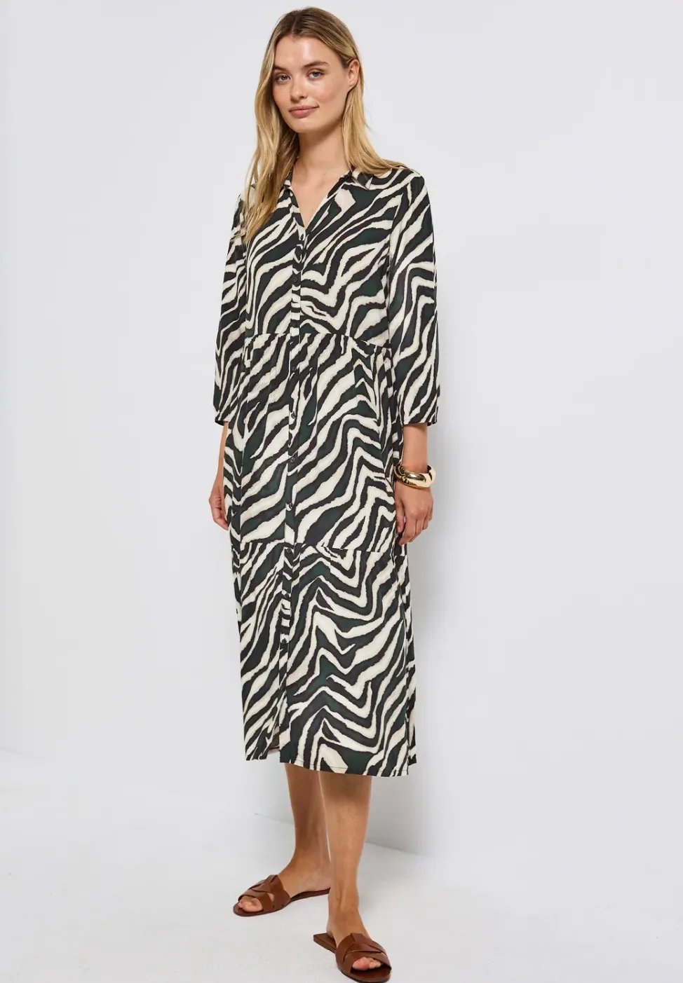 Gemustertes Volant-Kleid