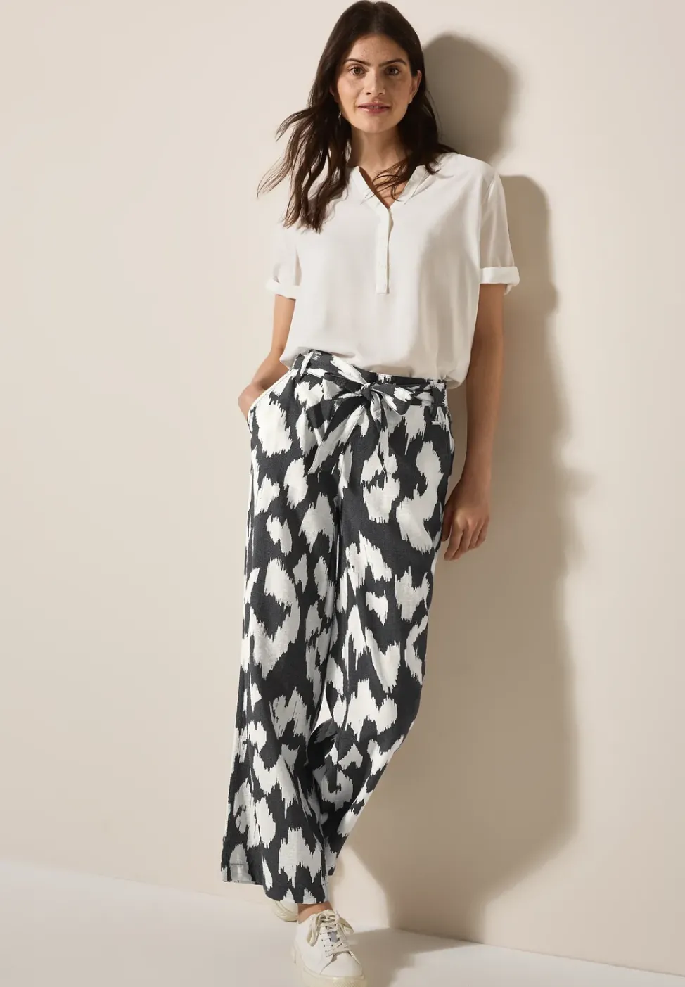 Gemusterte Wide Leg Hose