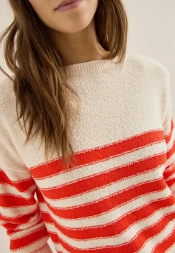Gestreifter Bouclé Pullover