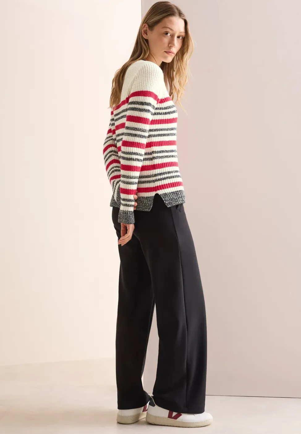 Gestreifter Mouliné Pullover