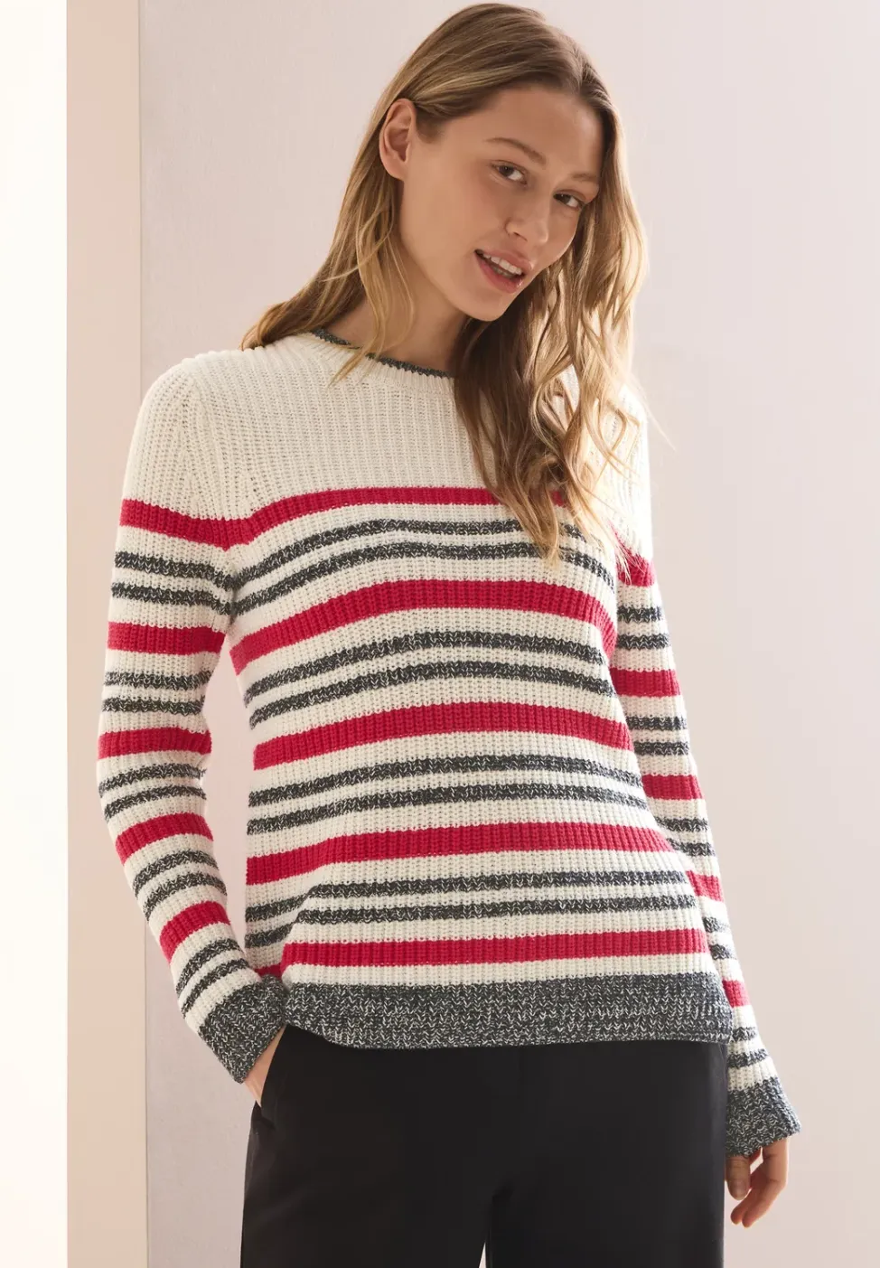 Gestreifter Mouliné Pullover