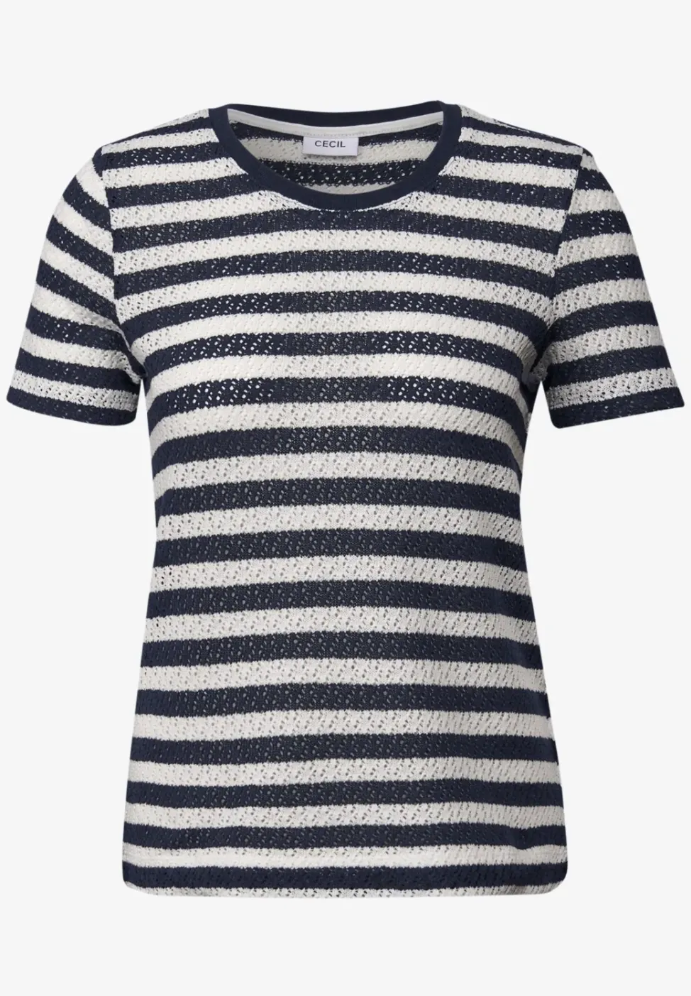 Gestreiftes Ajour T-Shirt