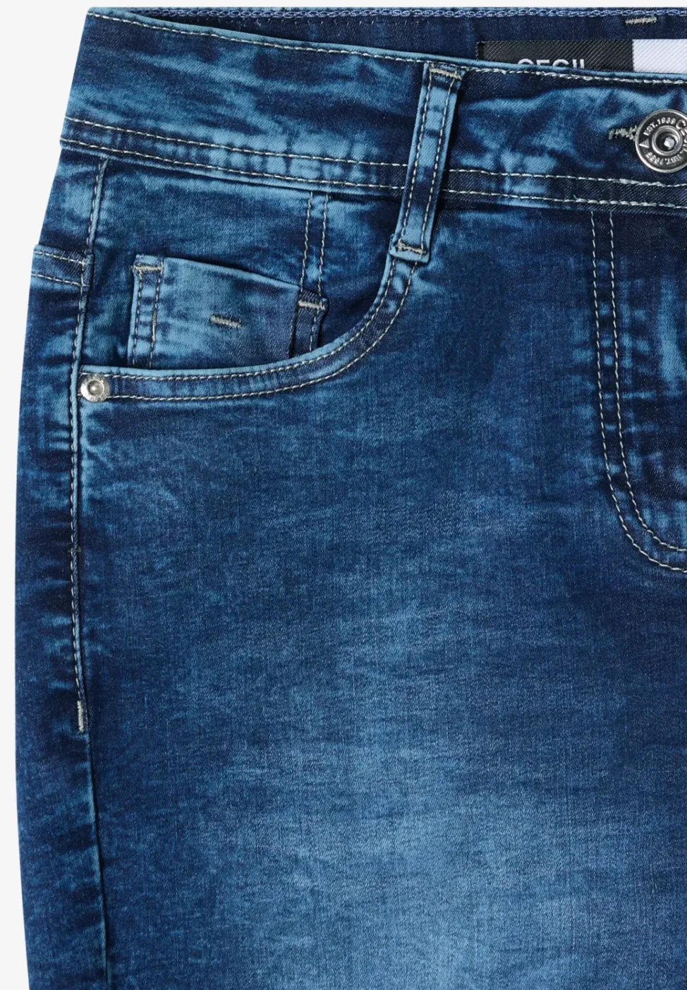 High Waist Slim Leg Jeansshorts im Slim Fit
