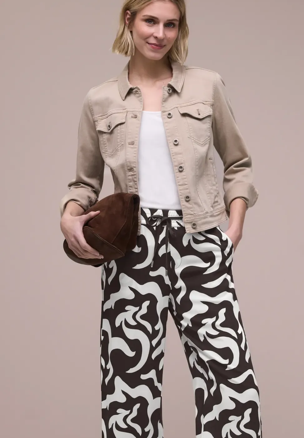 High Waist Wide Leg Hose mit Print