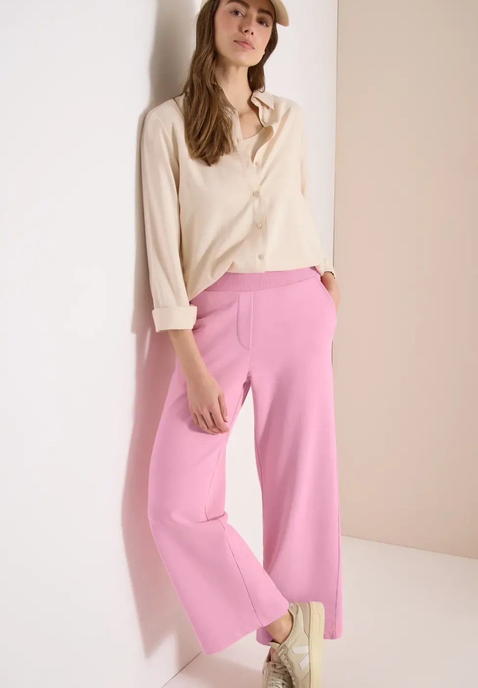 High Waist Wide Leg Sweathose im Washed-Look