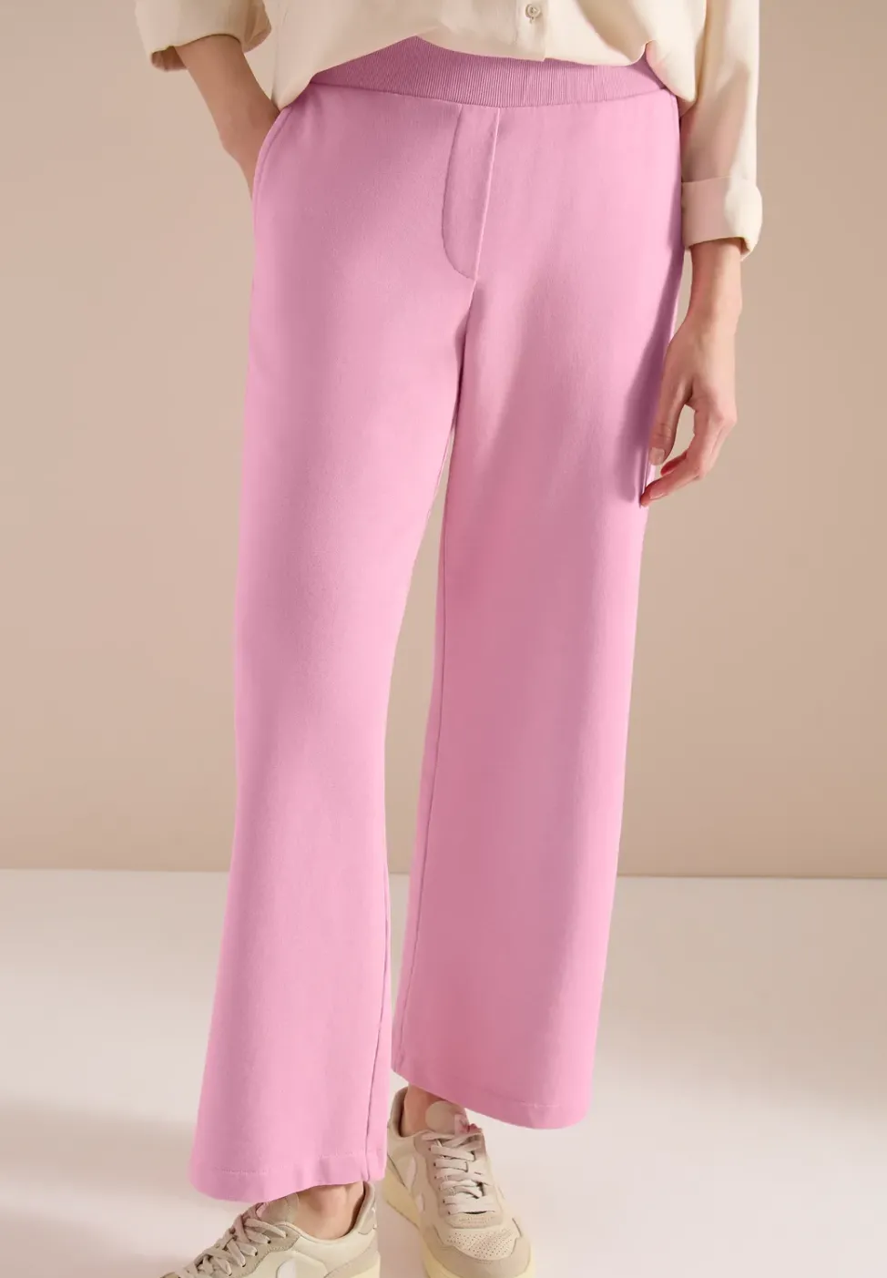High Waist Wide Leg Sweathose im Washed-Look