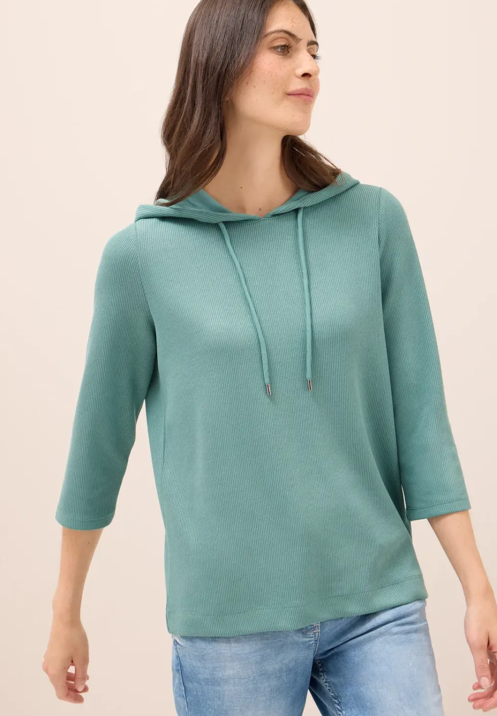 Hoodie Shirt in Rippstruktur