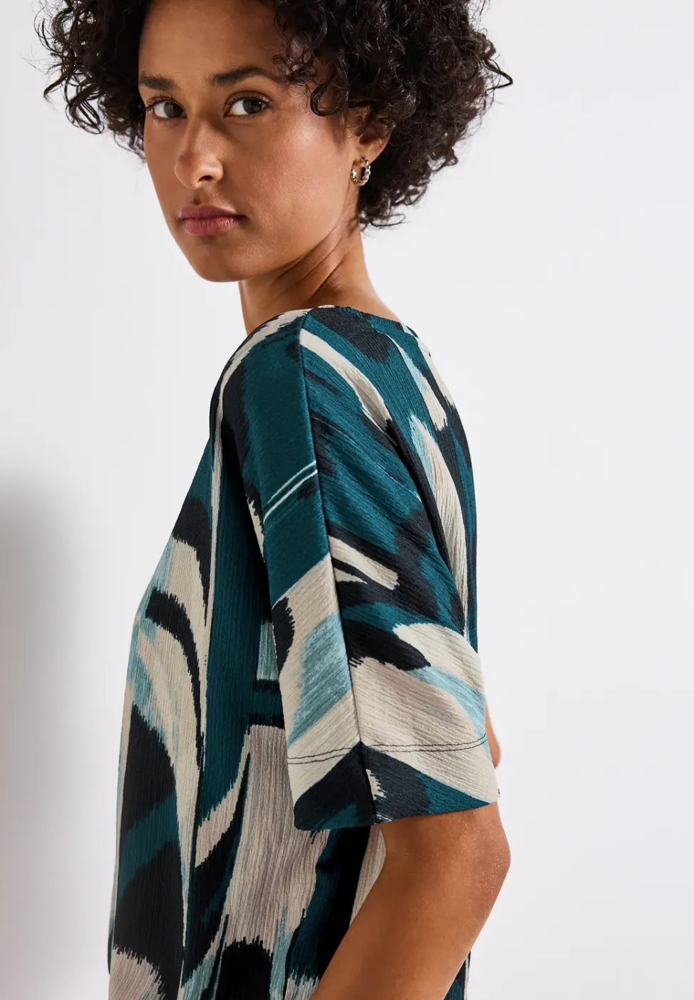 Ikat Print Crinkle Shirt
